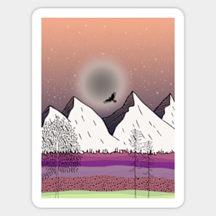 Wanderlust peach sky silver moon Sticker